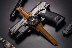 工厂新款MEGIR 2099男士豪华棕色皮革手表石英机芯时钟飞行员男士手表定制标志 - Product Image 3