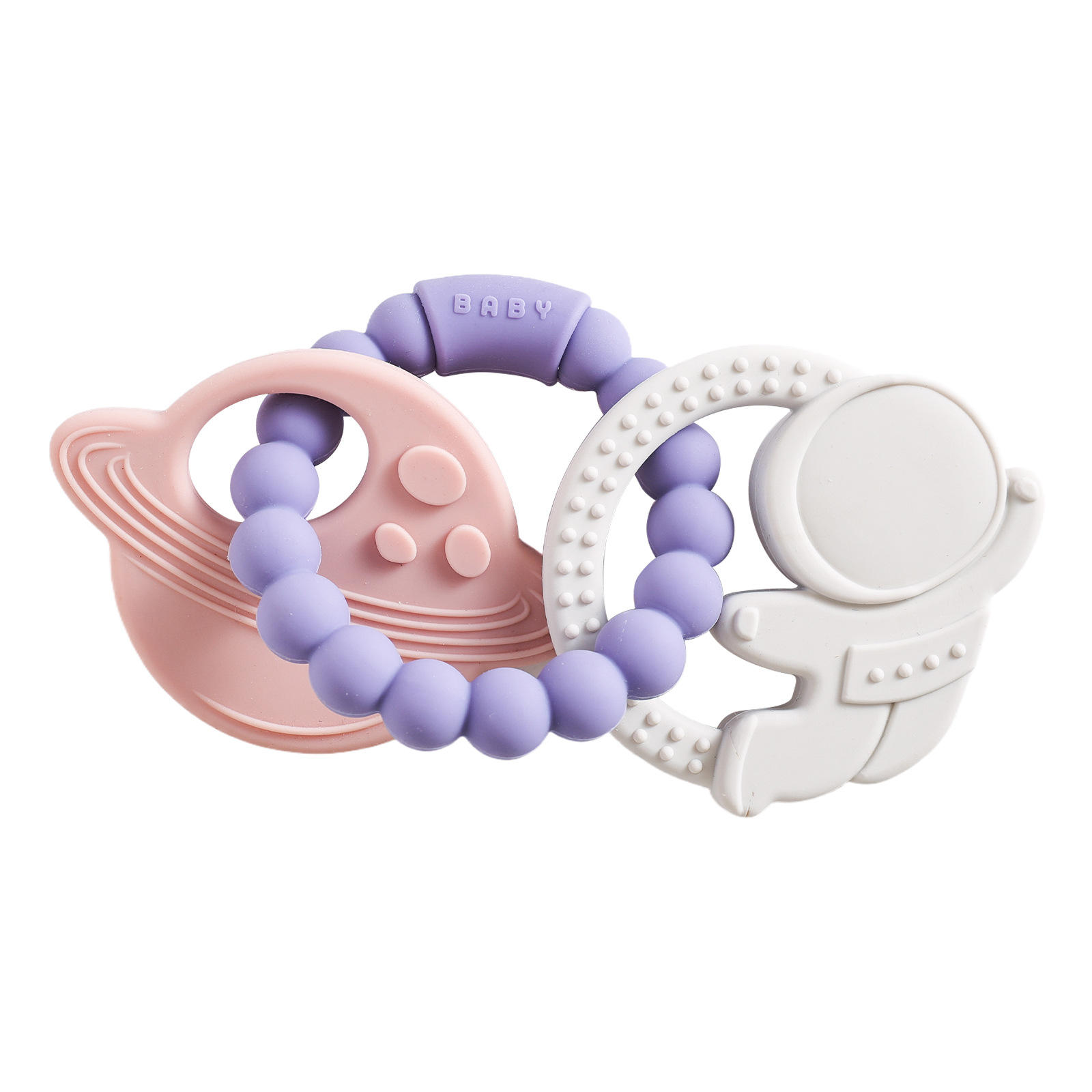 Bracelet en silicone à deux cercles - planète rose astronaute