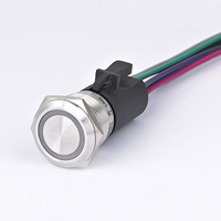 Interrupteur à bouton-poussoir en métal à verrouillage momentané 16mm 19mm 22mm avec connecteur pour moto de voiture marine