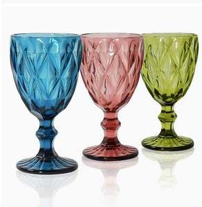 Set di Bicchieri in Vetro Colorato di Alta Qualità: Bottiglie e Calici in Vetro Viola, Verde, Oro, Ambra e Blu per Acqua e Vino - Product Image 1