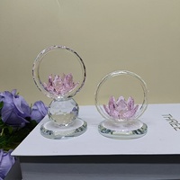 Nouvelle base décorative en verre cristal en forme de fleur de lotus pour ballon de basket, couleur rose, cadeau pour enseignant, fête des mères, voiture, salon, bureau