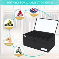 Organisateur de chaussures à 16 paires de bacs de rangement de chaussures pliables transparents Support de chaussures à faible encombrement Boîte de rangement renforcée