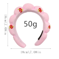 Bandeau doux en tissu éponge avec broderie florale et motif nuage, idéal pour le spa, le nettoyage du visage et le démaquillage