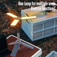 Luz LED recargable plegable para acampar, 5 modos de iluminación, linterna portátil USB, diseño de tres hojas, pantalla de carga