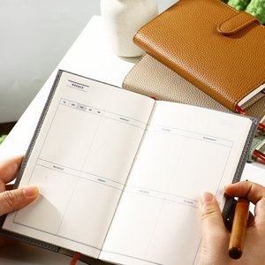 Cuaderno de Planificador de viaje A6 con patrón de lichi de PU de estilo minimalista, cuaderno de cierre de botón de libro de <span class=keywords><strong>horario</strong></span> autorellenable portátil - Product Image 5