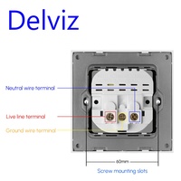 Delviz – port de charge européen 5V 2a, panneau en verre cristal trempé, prise électrique, prise d'alimentation 16a, prise USB murale standard ue