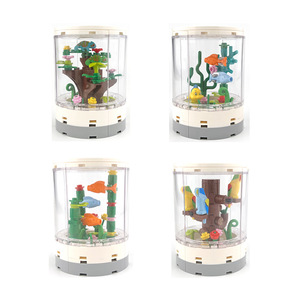 Bloques de Construcción de Partículas Pequeñas MOC, Caja Redonda para Observación de Peces, Escena Urbana, Decoración Neutral para Sala de Estar, Adorno Interior - Product Image 2