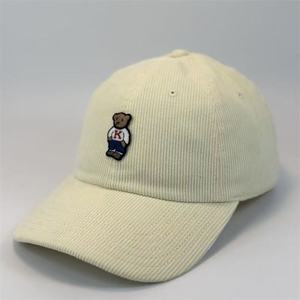 Casquette de baseball rétro en velours côtelé brodée ours, automne/hiver, pour hommes et femmes, à visière large décontractée, avec six boucles métalliques - Product Image 3