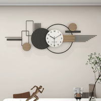 Horloge murale horizontale nordique moderne, design géométrique avec panneau en bois grainé, mouvement à quartz silencieux, analogique, à suspendre