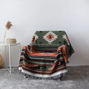 Woven Tapestry Fringed Sofa Throw Bed Throw Blanket Bohemian Throw