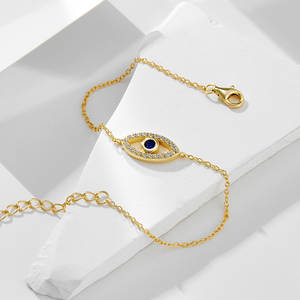 Bracelet de <span class=keywords><strong>tennis</strong></span> en argent sterling plaqué or 14 carats avec perles d'eau douce et zircon pour femmes Wind Devil's Eye-Cadeau tendance pour les fêtes - Product Image 3