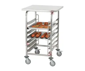 Stainless Steel Bakery Trolley Restaurant Bakery Bread Cake Cooling Rack Trolley Baking Tray Pan Trolley 6/7 Tiers With Table