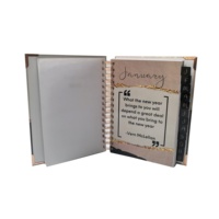 Journal de gratitude personnalisé A5 en lin avec couverture rigide dorée rose, planificateur mensuel d'objectifs et organisateur avec intercalaires