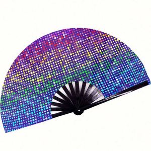 Abanico Plegable de Bambú Ecológico con Diseño Floral Pintado para Tai Chi, Kung Fu y Danza China - Product Image 6