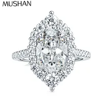Bague en argent sterling 925 de la marque MuShan, 3 carats, 8*10mm, couleur D, VVS, diamant Moissanite, alliance, brevet MST, bijoux fins s925