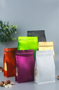 Sacs d'emballage en plastique écologiques à fond plat, à huit soudures latérales, avec fenêtre, pour poudre de protéines, grains de café, fruits et céréales - Product Image 3