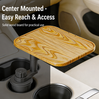 Plateau de console centrale en bois massif de qualité supérieure pour voiture, support de tasse, plateau rotatif à 360° pour repas, bureau portable pour véhicule, SUV, camion