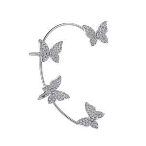 New Fashion Butterfly Full Diamond Sparkling Crystal Ear Hanging Female Temperament Ear Clip Accessories Butterfly <b>Cuff</b> <b>Earrings</b> - Product Image 4