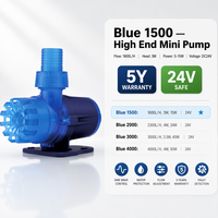 Mini pompe à eau submersible sans balais DC 24V bleue 1500-1600L/H, hauteur de refoulement 3M, garantie 5 ans, basse tension, sûre, ultra silencieuse, économe en énergie