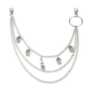 Cadena de cintura con diseño de calavera, de acero inoxidable, con múltiples bucles, estilo Hip Hop, para hombres y mujeres, accesorio de moda para adultos - Product Image 5