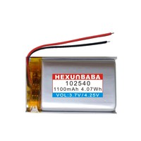 Baterai Lithium Ion Polimer 3.7V 1100mAh 102540 2 Kabel untuk Jam Tangan Pintar TWS Speaker MP3 GPS HEADPHONE EARPHONE L137