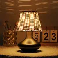 Chambre chevet bureau lumières rétro Zen salon de thé prise USB bambou tissé atmosphère pastorale japonais Wabi-sabi lampe de Table