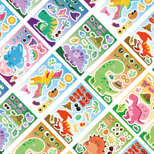 8 autocollants mignons de dinosaures de dessin animé pour créer des visages, à personnaliser pour enfants et adolescents, pour ordinateur portable, décoration d'anniversaire pour filles - Product Image 2