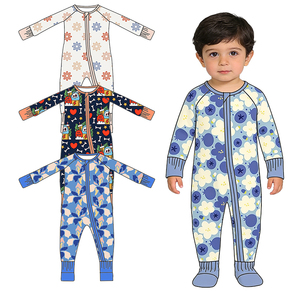 대나무 꽃무늬 아기 롬퍼 파자마 부드러운 신생아 원지 편안한 유아 수면복 통기성 좋은 유아복 0-2세용 - Product Image 1