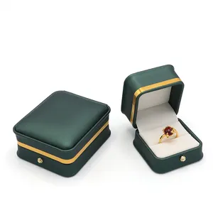 Hoge Kwaliteit Luxe Design Donkergroen Custom Reizen Sieraden Doos Pu Gift Box Ring Box