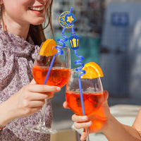 Fournitures de fête en gros en PETG bleu réutilisables avec breloques Eid, fournitures à thème de célébration musulmane pour les fêtes de l'Aïd des enfants