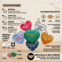 Llaveros de Acrílico Transparente Personalizables, Llavero Promocional Grabado con Forma Personalizada, con Anillo Metálico, Material Plástico