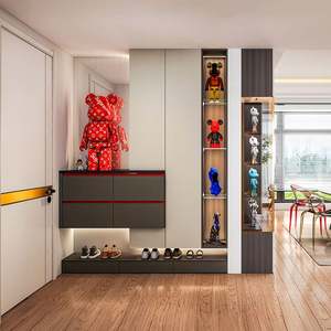 Meuble mural TV de salon au design moderne avec rangement intégré, construction en bois, compatible avec les téléviseurs de 65 pouces et plus - Unité multimédia de divertissement - Product Image 3