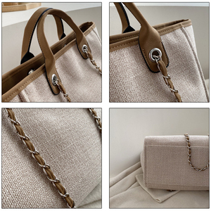 Nouvelle Mode <span class=keywords><strong>Noir</strong></span> Grande Capacité Usage Quotidien Femmes Toile Chaîne Sangle Épaule <span class=keywords><strong>Sac</strong></span> <span class=keywords><strong>À</strong></span> <span class=keywords><strong>Main</strong></span> Dames Élégant Shopping Voyage <span class=keywords><strong>Sac</strong></span> Fourre-Tout - Product Image 5