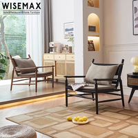 WISEMAX FURNITURE Mobilier de salon moderne canapés chaise en bois chaise d'appoint en rotin accoudoir en bois massif chaise de lecture pour la maison