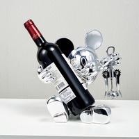 Statue de Souris en Résine Faite à la Main Plaquée Or, Porte-Bouteille de Vin avec Ouvre-Bouteille, Figurine Animale de 27 cm pour la Décoration de la Maison, du Bar, de la Cuisine, Cadeau