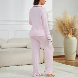 Set <span class=keywords><strong>Pigiama</strong></span> Premium in Modal per Donna, Elegante Abbigliamento da Casa Stile <span class=keywords><strong>Camicia</strong></span>, <span class=keywords><strong>Pigiama</strong></span> Invernale Moderno con Bottoni - Product Image 4