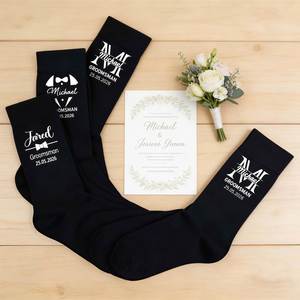 Custom <b>Men</b> Wedding <b>Socks</b>, Personalized Groom Groomsmen <b>Socks</b> for Wedding, Funny-<b>socks</b> for Engaged and Proposal - Product Image 6