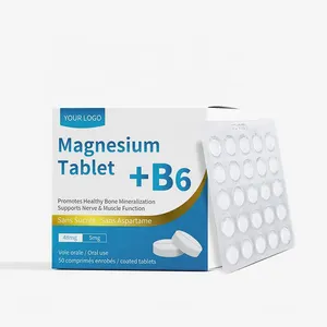 Suplemento de magnesio de etiqueta privada tabletas de magnesio vitamina B6 oem odm