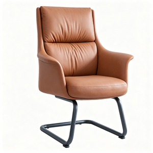 Silla Clásica con Respaldo en Forma de Arco |   Silla Ejecutiva de Cuero Genuino |   Silla Ejecutiva Giratoria con Ajuste de Altura - Product Image 4