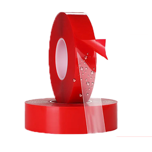 Dubbelzijdige acryl drukgevoelige kleefsticker, hittebestendig, transparante PET-tape, rode achterkant, heavy-duty voor zakverzegeling - Product Image 1