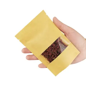 무료 샘플 식품 포장 갈색 HD 투명 창 크래프트 종이 지퍼 가방