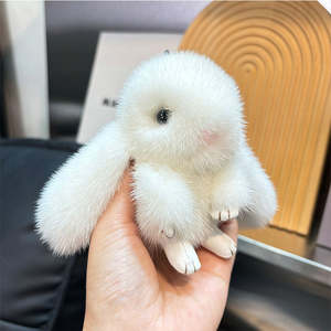 Pendentif Lapin <span class=keywords><strong>en</strong></span> Peluche Doux et Mignon de 15 cm avec <span class=keywords><strong>Pompon</strong></span> <span class=keywords><strong>en</strong></span> Fausse <span class=keywords><strong>Fourrure</strong></span> pour Voiture, Sac ou Porte-clés - Product Image 6