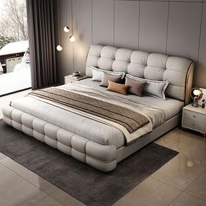 Новая современная кровать с обивкой, размер «queen-size», комфортная, с деревянным каркасом, роскошная свадебная кровать, мебель для спальни «Кремовый облак», комплект. - Product Image 5