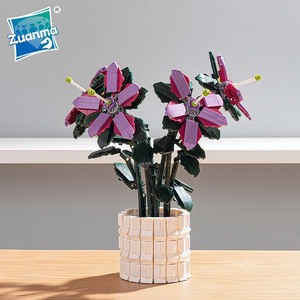 Building <b>Blocks</b> Flower Model Lily Potted Plant DIY Toy <b>Plastic</b> Cement Compatible Assembly 800+ Pieces Ages 7-14 Youth Gift - Product Image 4