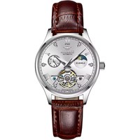 AILANG Montre mécanique originale pour femme, phase de lune, élégante, de luxe, en cuir, avec tourbillon ajouré, mode Reloj