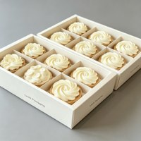 Boîte à tiroir blanche avec poignée pour emballage alimentaire jetable de macarons, cupcakes et gâteaux, biodégradable, qualité alimentaire
