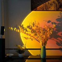 Lampe de Nuit d'Ambiance à Projection Soleil Arc-en-ciel USB, Décoration Maison, Projecteur Coucher de Soleil
