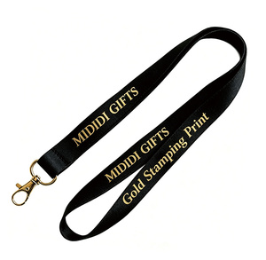 Lanière en polyester personnalisée avec logo en feuille d'or et crochet métallique doré, lanière en polyester pour <span class=keywords><strong>carte</strong></span> PVC - Product Image 5