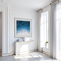 Peinture murale 3D abstraite moderne blanche faite à la main, impression UV, toile imperméable, cadre intérieur et extérieur en cristal, décoration intérieure