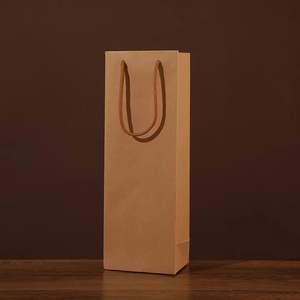 Vente en gros <span class=keywords><strong>pas</strong></span> <span class=keywords><strong>cher</strong></span> personnalisé écologique matériaux recyclés sérigraphié marron transporter portable emballage cadeau <span class=keywords><strong>vin</strong></span> sacs en papier - Product Image 1